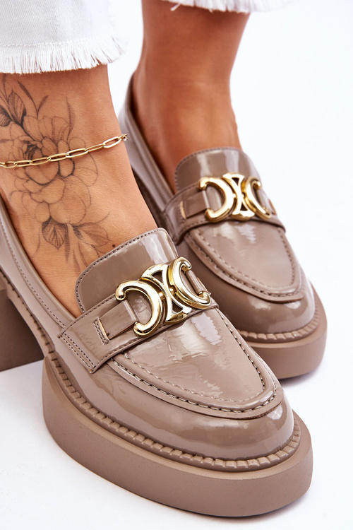 Módní lodičky Brogues na masivních podpatcích Béžové Imani