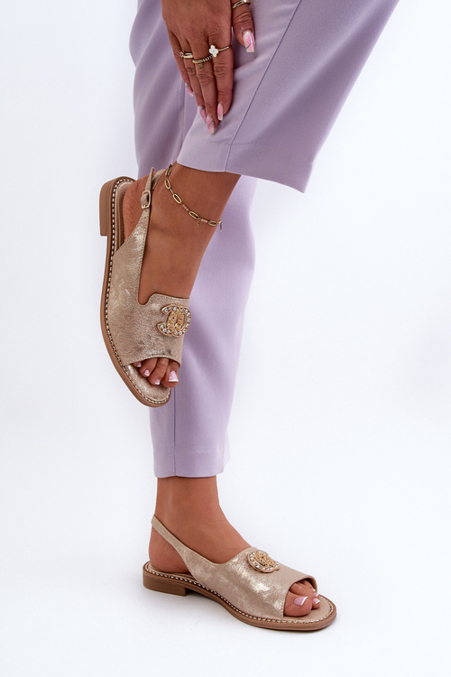 Dámske sandále s ozdobou S. Barski KV-2775-49 Pink-Gold