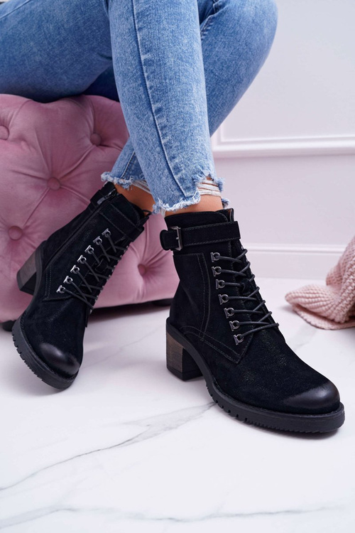 Dámské Kotníkové Boty Na Podpatku Sergio Leone Czarne BT705