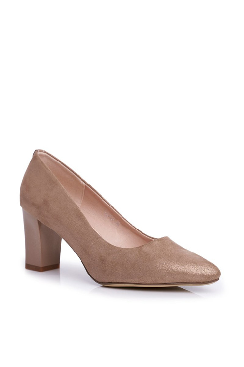 Lodičky Na Podpatku Sergio Leone PB403 Třpytivé Béžove