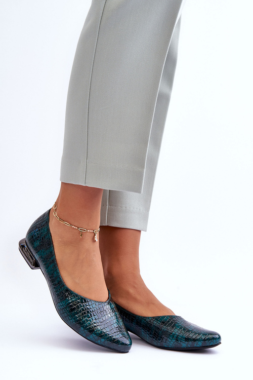 Dark -zelené vaani kožené lakované kožené baleríny