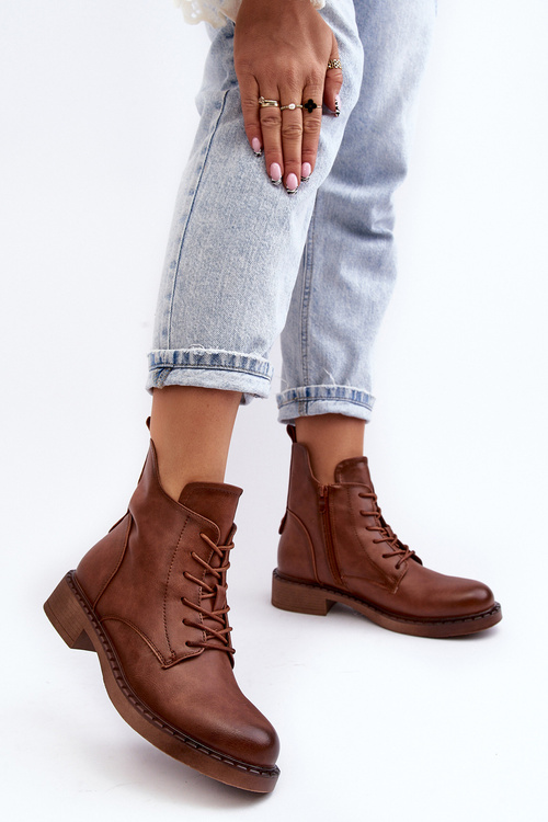 Klasické dámské botky na plochém podpatku hnědé Ballisa