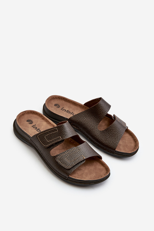 Pohodlné Pánské Sandály S Pásky Na Suchý Zip Inblu GV00002I Hnědobéžové