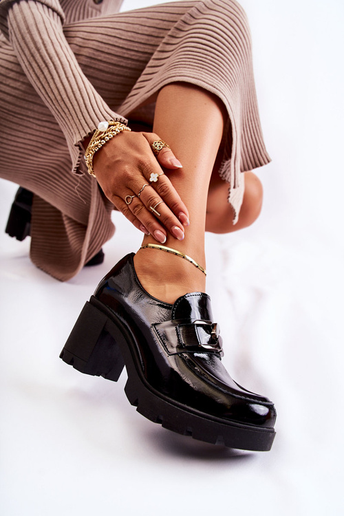 Elegantní boty na sloupu Se Stříbrným Ornamentem Černe Harmell