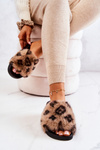 Pantofle S kožíškem Gumove Leopard Hněde Noelle