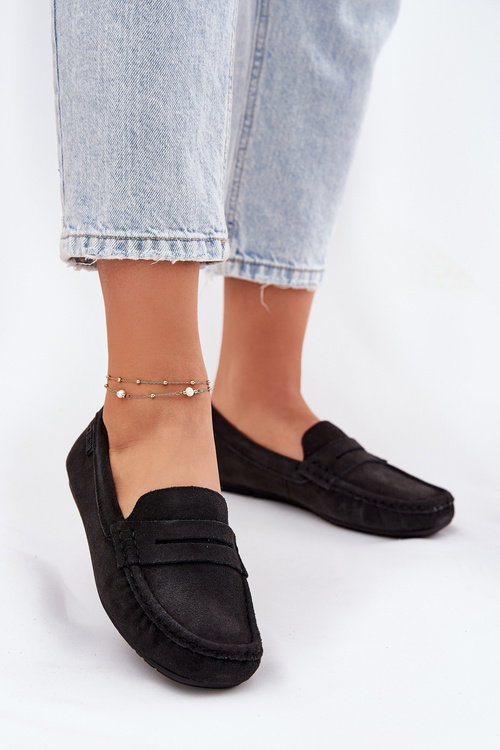 Dámske semišové mokasíny Big Star RR274948 Čierne