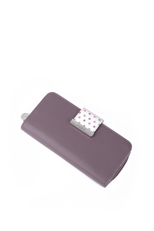 Dámská velká peněženka na zip tečky Fialový Lunelly