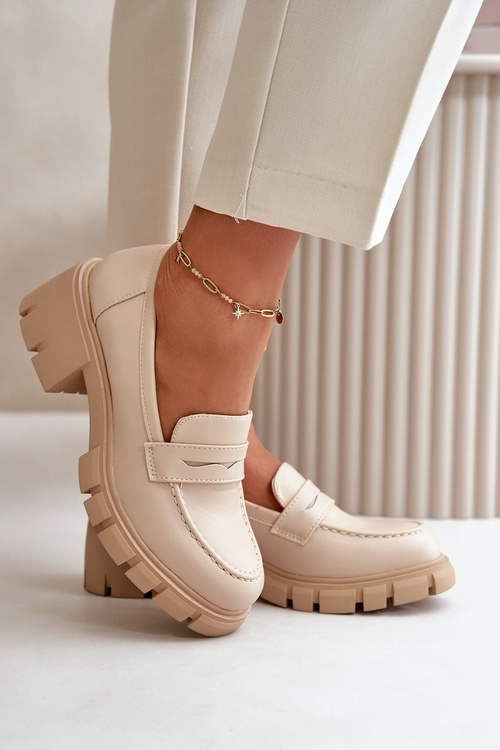 Dámske Poltopánky Na Nízkom Opätku Z Eko Kože Béžové Menloa