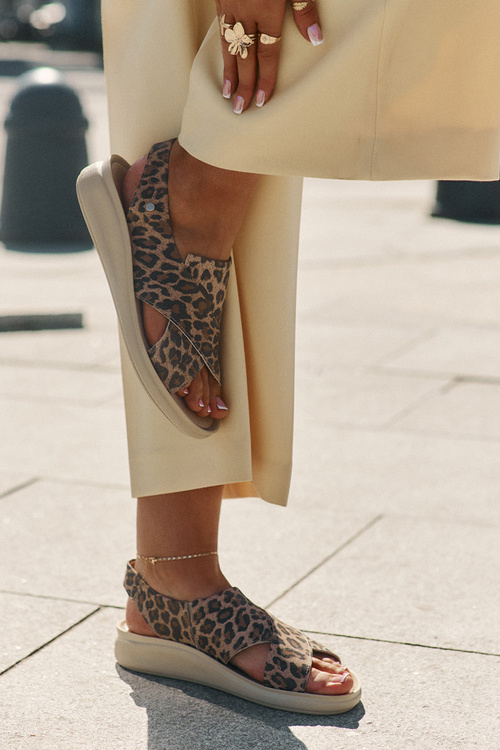 Zazoo 40392 Kožené Sandály Dámské Leopardí Hnědé