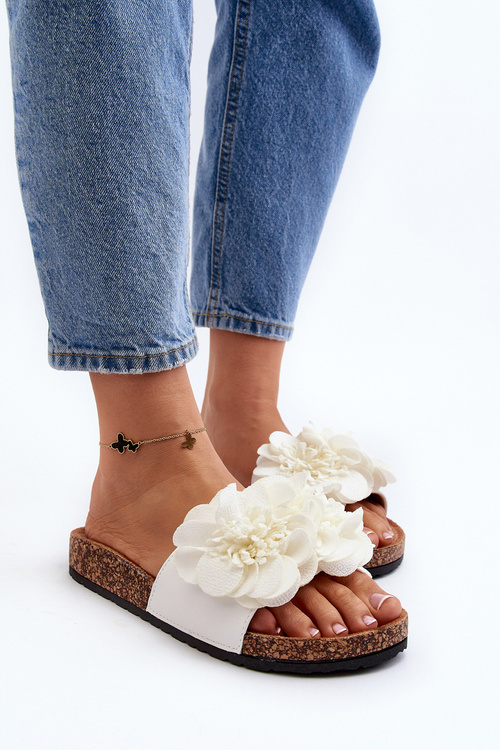 Dámske žabky s kvetmi Biele Lulania