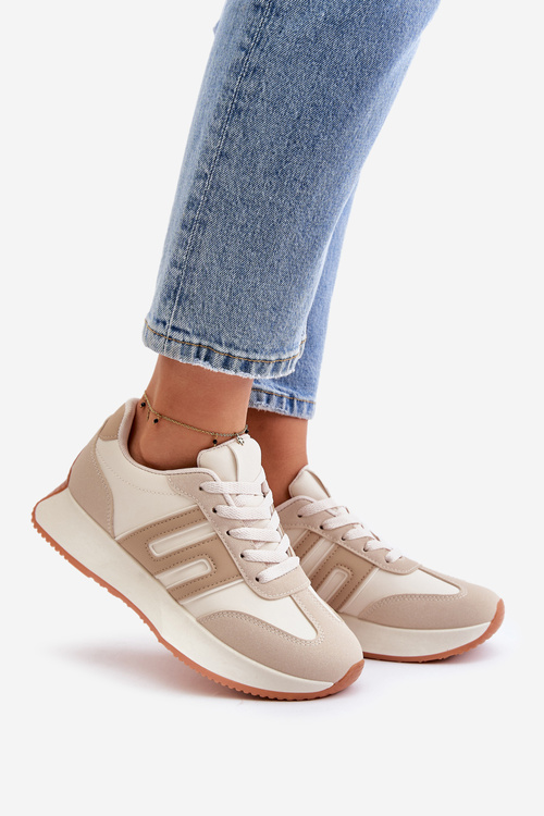 Sneakers Športové Topánky Na Platforme Dámske Béžové Thari