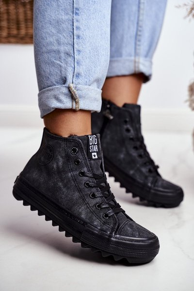 Dámské Tenisky Big Star Vysoké Zateplené Černé GG274069