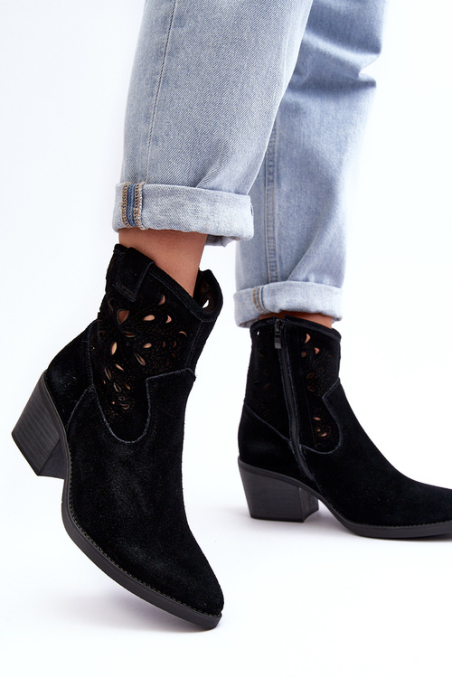 Semišové topánky Openwork D&A SN622-20 Čierna