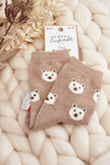 Dámske teplé bodky ponožky s béžovým medvedíkom