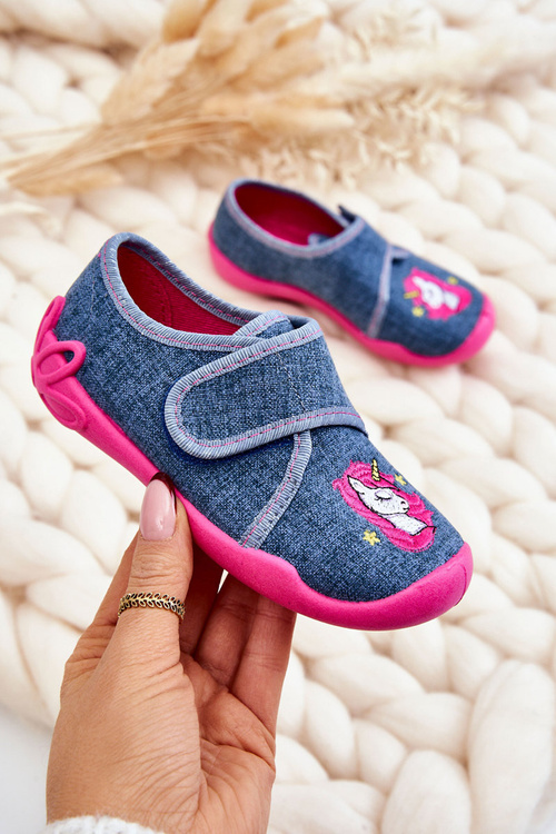 Dětské pantofle Befado Unicorn 122X016 Modro-růžové