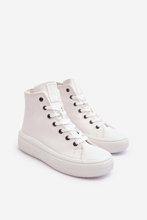 Dámské zipem zateplené trampky bílé Big Star MM274021