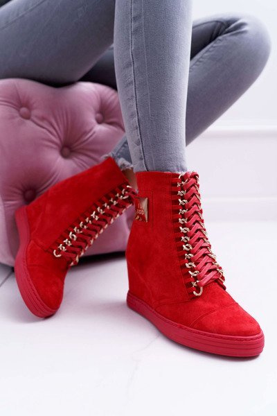 Dámske tenisky Lu Boo s reťazami Suede Red Monica