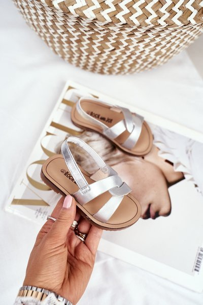 Detské sandále s štetinou strieborného bambino