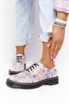 Dámske kožené topánky Oxford Maciejka 04087-38 Biele s kvetmi