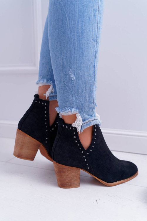 Dámské Ktníkové Boty Na Podpatku Slip-on s Výřezy Černé ManiMani