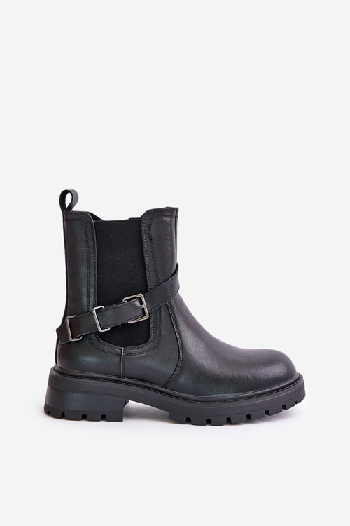 Kožené Zateplené Čižmy S Pásom Čierne Sergio Leone TR719-S