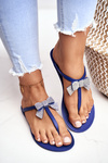 Dámsky gumový flip -flops, námornícke modré flip -flops, bows gruzínsko