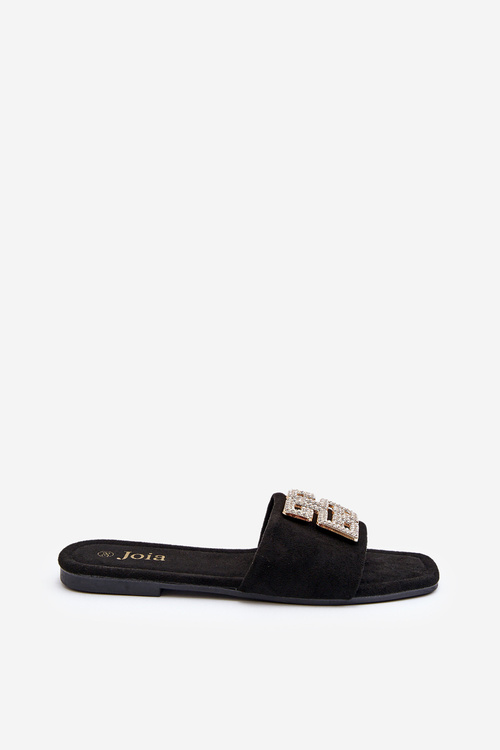 Dámske sandále na plochom opätku s ozdobou Čierne Inaile