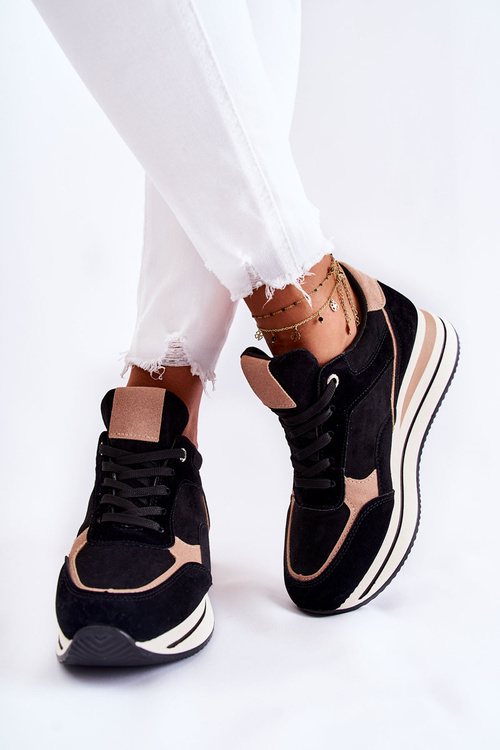 Dámské semišové sportovní boty černá a béžová Elisse