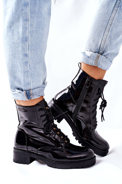 Ženské topánky lakované čierna maniana