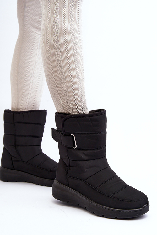 Dámske zimné topánky na suchý zips s podšívkou Čierne Jawora