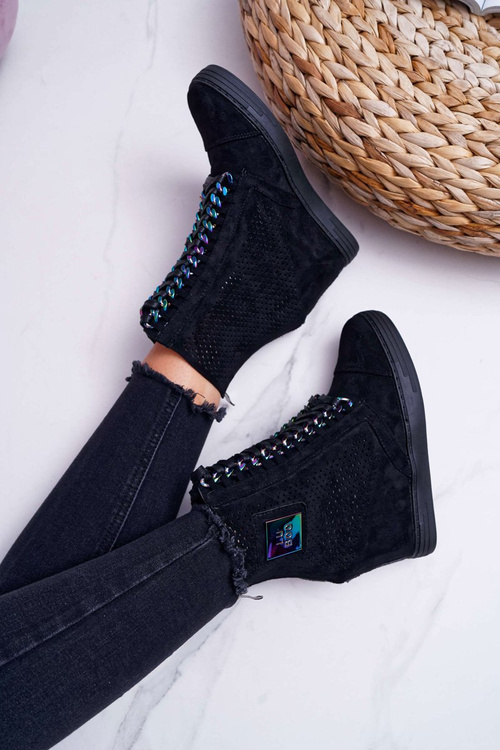 Dámská semišová Obuv Sneakers Lu Boo síťované, černé Clamma