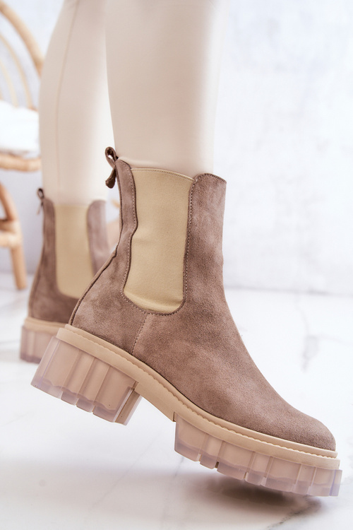 Dámské semišové béžové kozačky Eliann