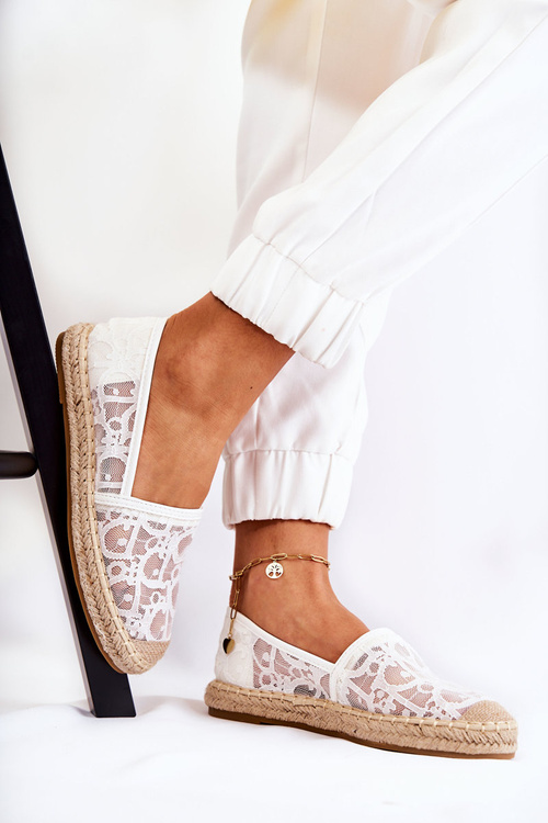 Klasické dámske otvorené diela Espadrilles White Catris