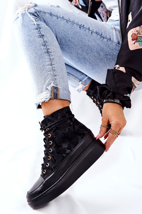 Športové kožené topánky Lewski 3034 Black Camo