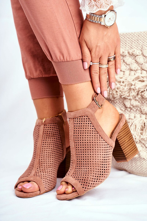 Dámské Jarní Boty Na Podpatku Semišové Růžové Paradise