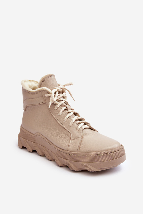 Izolované kožené dámske topánky na platforme Beige Jevette