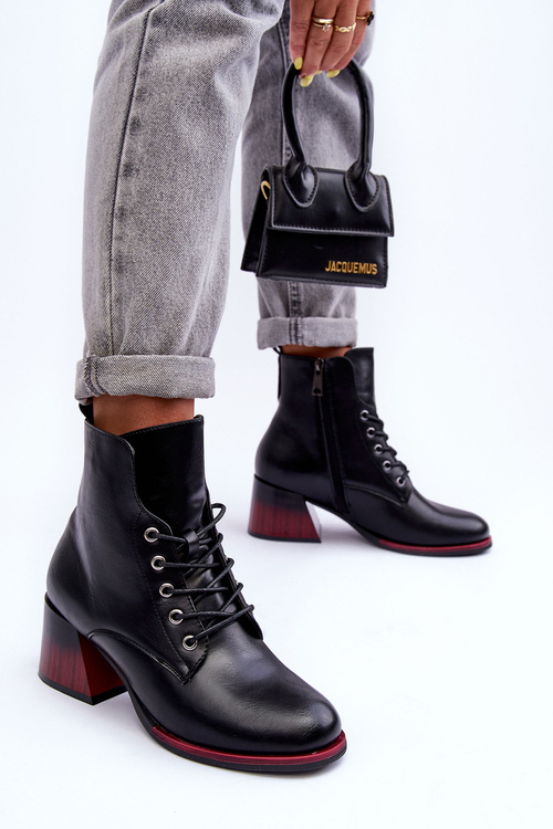 Kožené Boty Na Podpatku Černé Luloshe