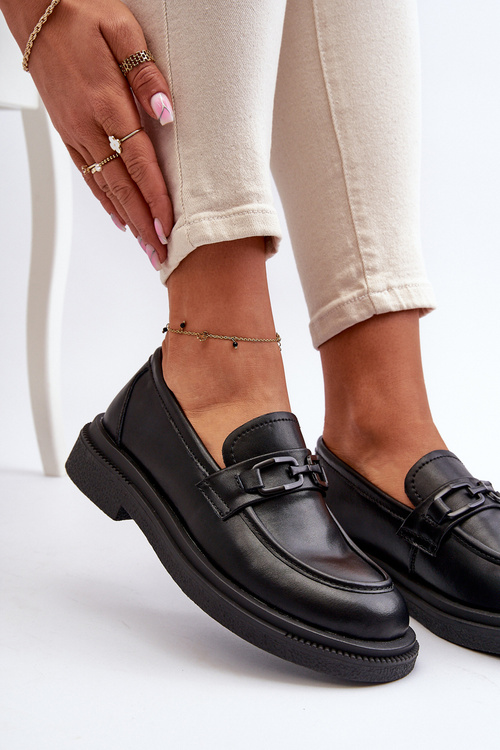 Čierne dámske kožené mokasíny Keelana