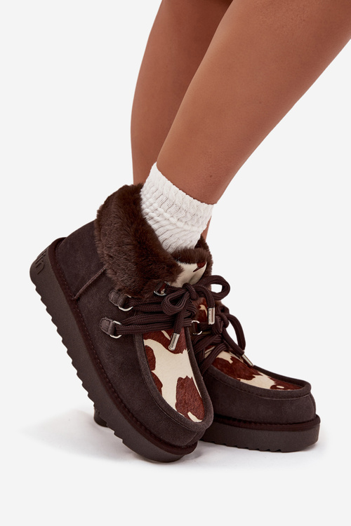 Dámské sněhule z přírodní semišové látky D.Franklin DFSH375008 čokoládové