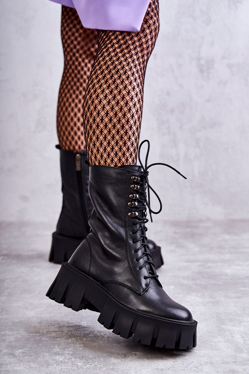 Kožené izolované goe kk2n4013 čierne topánky