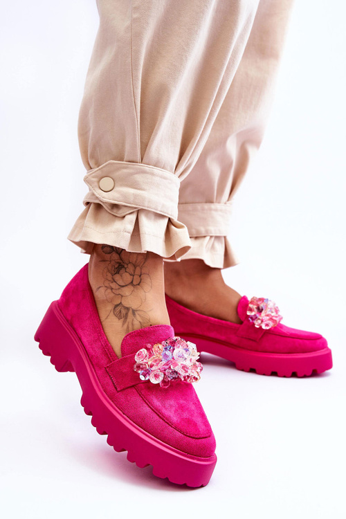 Dámské zdobené mokasíny na platformě Fuchsie Brenda