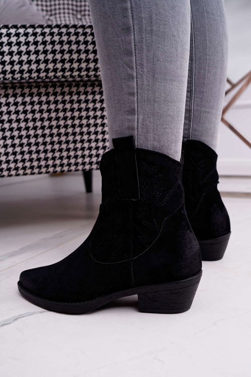 Dámske čierne kovbojské topánky čierne ferders