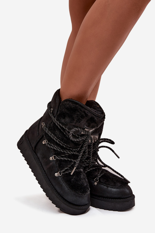 Dámske snehové čižmy na platforme s kožušinou D.Franklin DFSH37005 Čierne