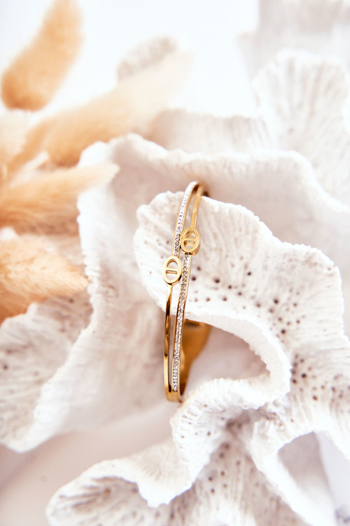 Dámský elegantní ocelový náramek zlata