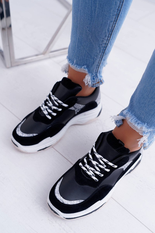 Dámská Sportovní Obuv Tlustou Podrážkou Černé Remember