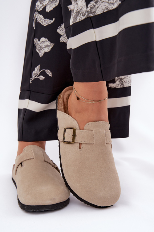 Semišové Dámske Klompy S Prackou Big Star RR274A385 Béžové