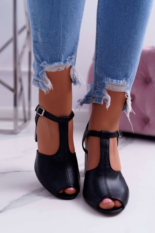 Kožené dámské sandály vysoké podpatky Maciejka 04117