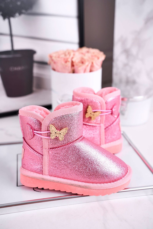 Dětské sněhule s motýlkem růžové Cosmic