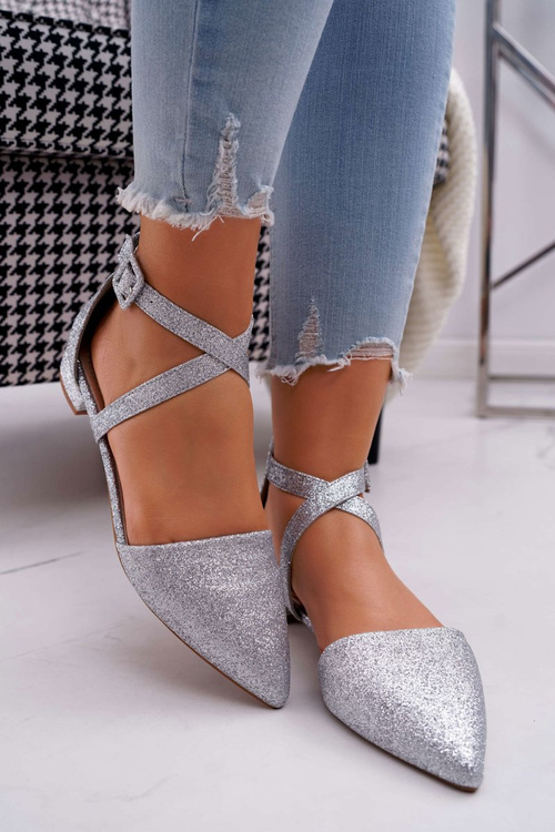 Dámske strieborné baleríny vontare