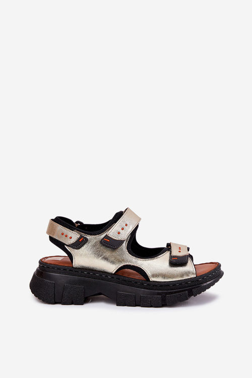 Dámské kožené sandály se suchým zipem Artiker 56C0469 zlaté